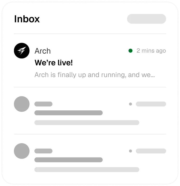 Fake mockup of an email inbox